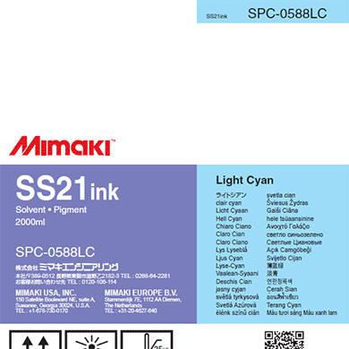 Mimaki Ink Light Cyan Mimaki SS21 Ink - 2000cc